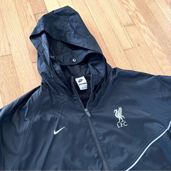 Nike x Liverpool FC Jacket Hooded Quarter Zip Windbreaker Black Size Large Men’s - Picture 4 of 10